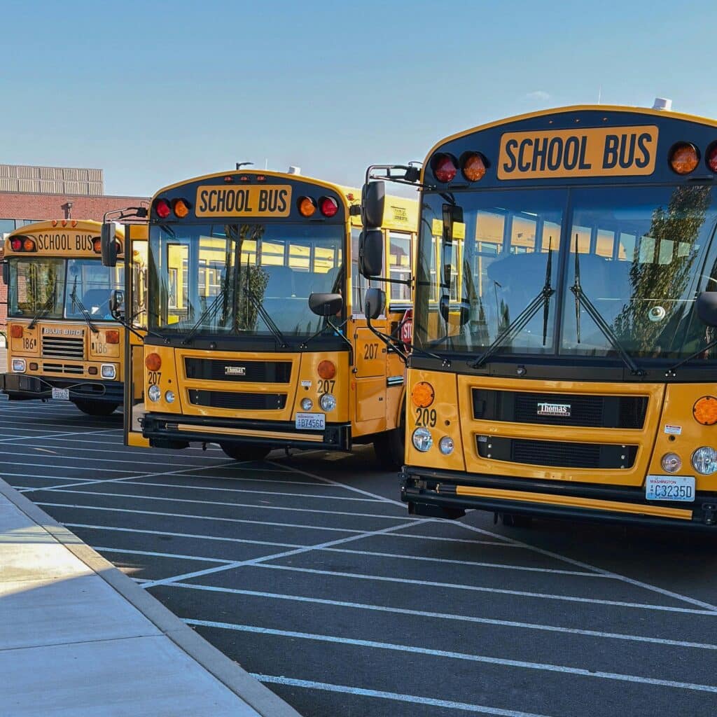 school bus fleet washing